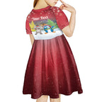 Personalised Christmas In July Kid Short Sleeve Dress Funny Dabbing Dance Koala And Blue Penguins