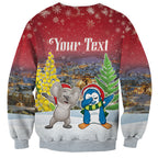 Personalised Christmas In July Sweatshirt Funny Dabbing Dance Koala And Blue Penguins