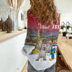 Personalised Christmas In July Women Casual Shirt Funny Dabbing Dance Koala And Blue Penguins