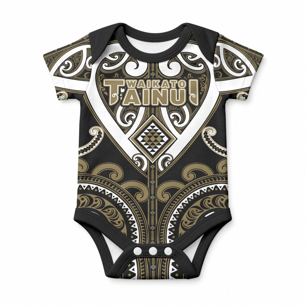 Custom Aotearoa Waikato Tainui Baby Onesie Maori Tribal Pattern