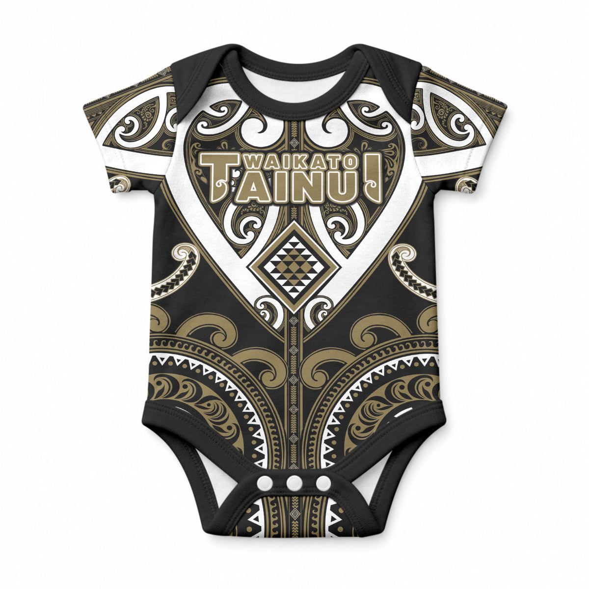 Custom Aotearoa Waikato Tainui Baby Onesie Maori Tribal Pattern