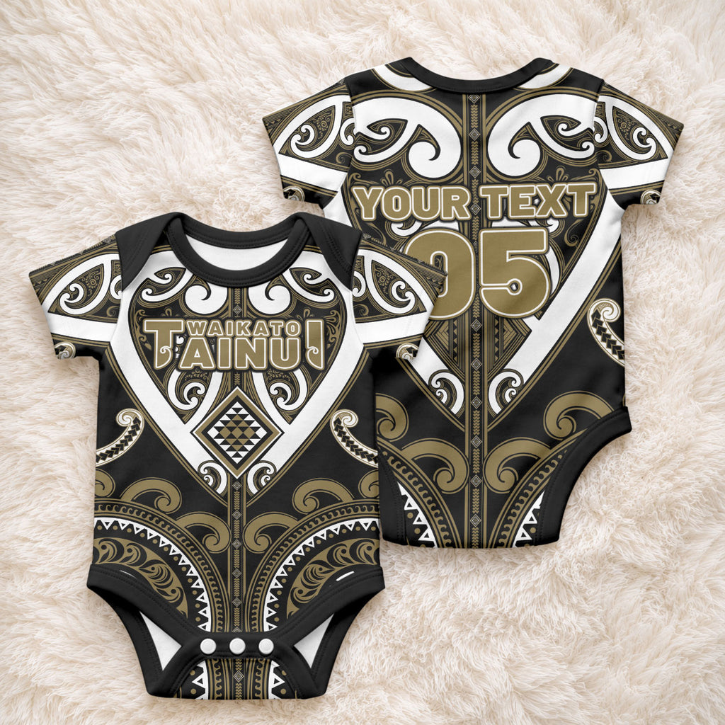 Custom Aotearoa Waikato Tainui Baby Onesie Maori Tribal Pattern