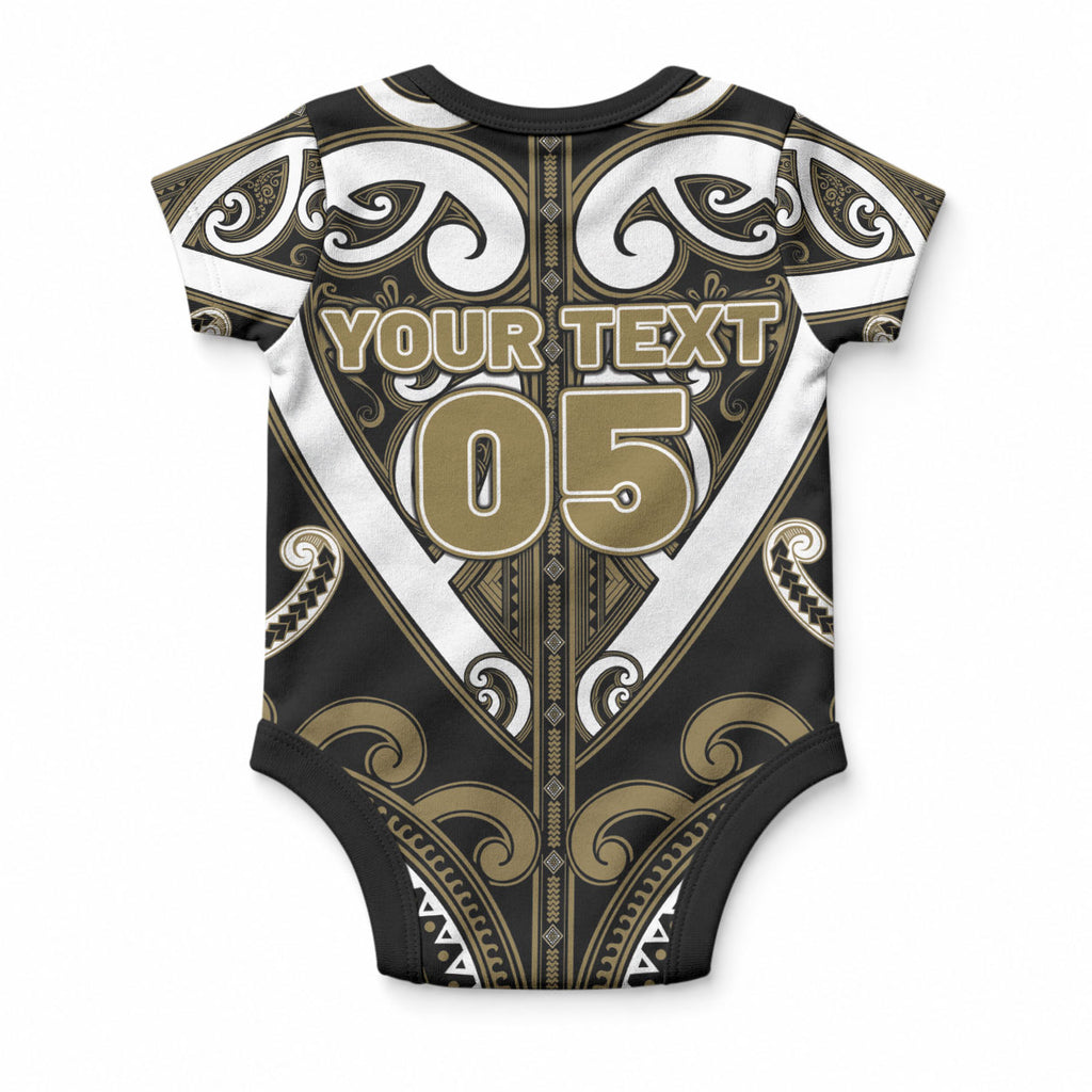 Custom Aotearoa Waikato Tainui Baby Onesie Maori Tribal Pattern