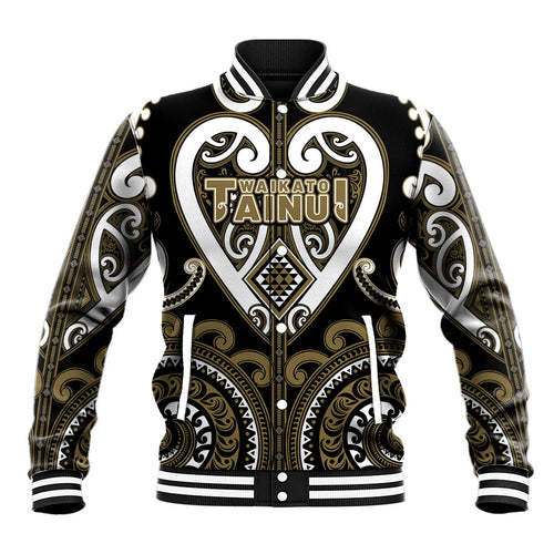 Custom Aotearoa Waikato Tainui Baseball Jacket Maori Tribal Pattern