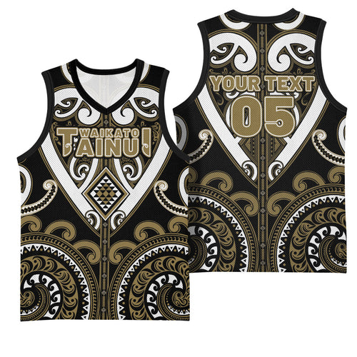 Custom Aotearoa Waikato Tainui Basketball Jersey Maori Tribal Pattern