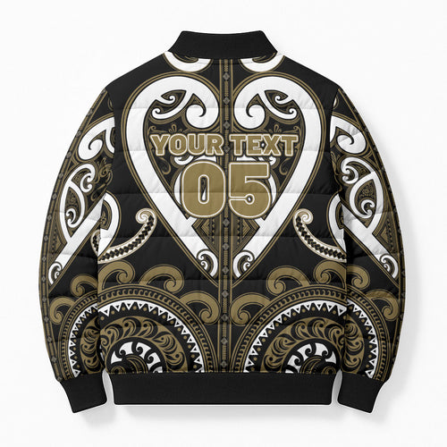 Custom Aotearoa Waikato Tainui Bomber Puffer Jacket Maori Tribal Pattern