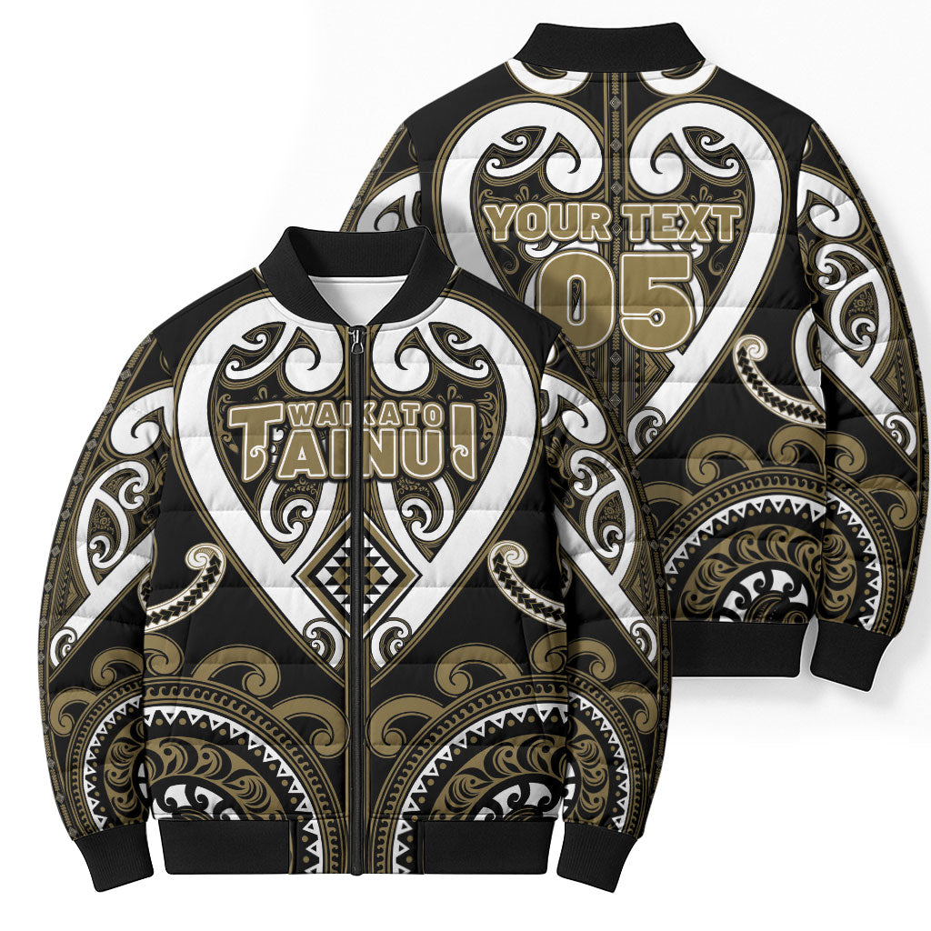Custom Aotearoa Waikato Tainui Bomber Puffer Jacket Maori Tribal Pattern
