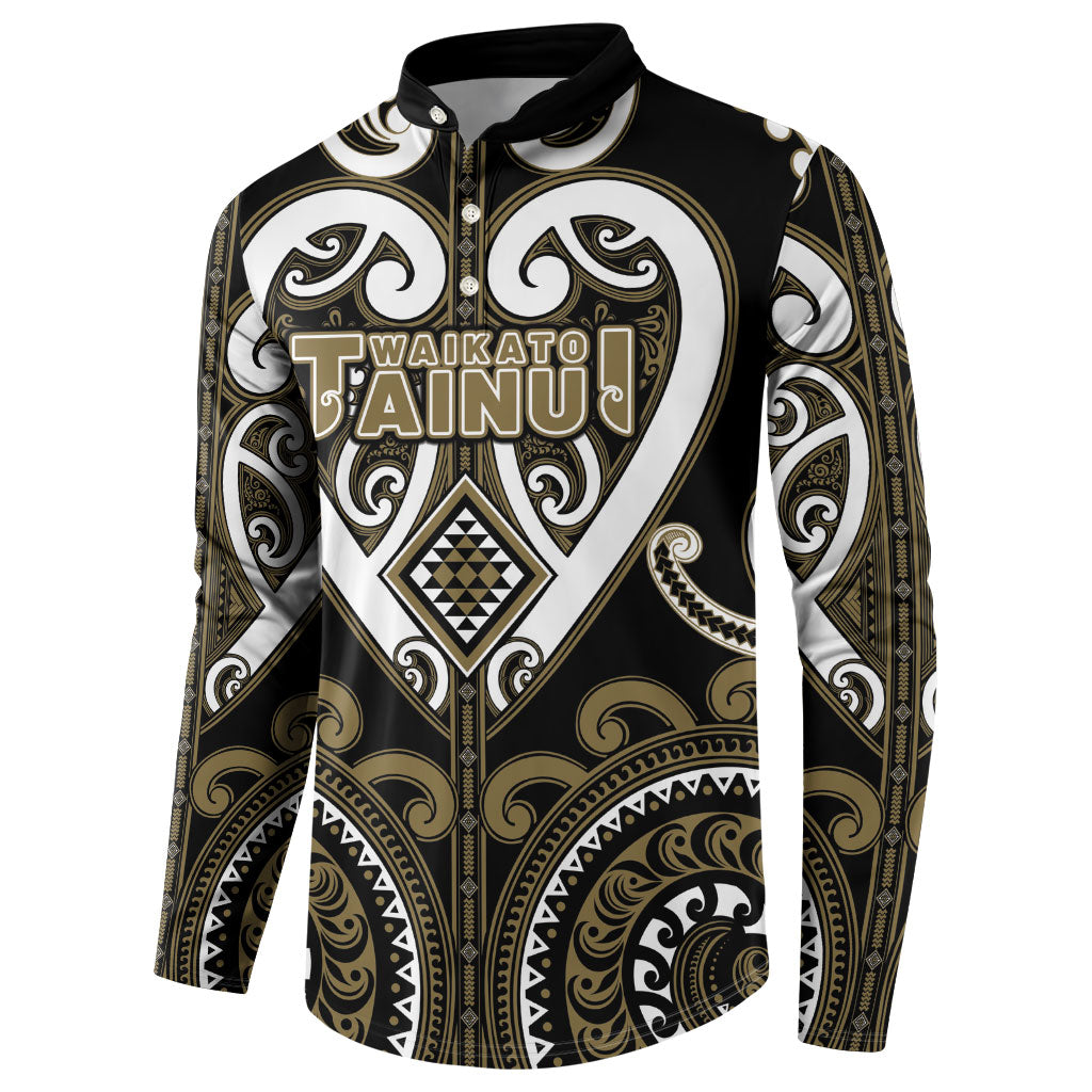Custom Aotearoa Waikato Tainui Button Sweatshirt Maori Tribal Pattern