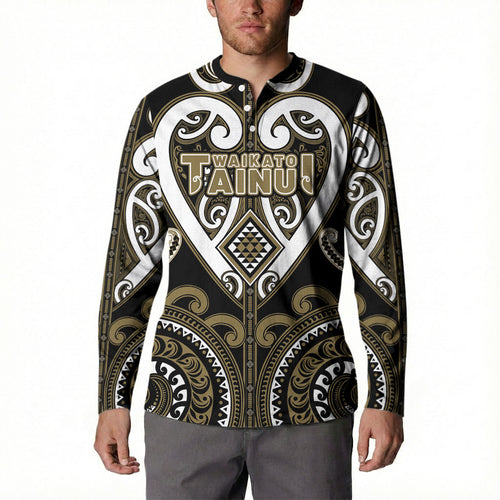 Custom Aotearoa Waikato Tainui Button Sweatshirt Maori Tribal Pattern