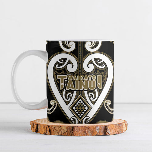 Custom Aotearoa Waikato Tainui Ceramic Mug Maori Tribal Pattern