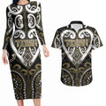 Custom Aotearoa Waikato Tainui Couples Matching Long Sleeve Bodycon Dress and Hawaiian Shirt Maori Tribal Pattern