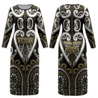 Custom Aotearoa Waikato Tainui Couples Matching Long Sleeve Bodycon Dress and Long Sleeve Button Shirt Maori Tribal Pattern
