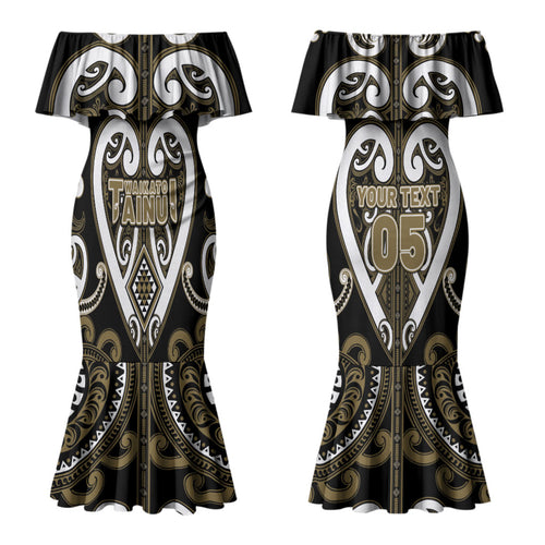 Custom Aotearoa Waikato Tainui Couples Matching Mermaid Dress and Hawaiian Shirt Maori Tribal Pattern