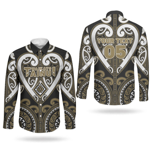 Custom Aotearoa Waikato Tainui Couples Matching Off Shoulder Maxi Dress and Long Sleeve Button Shirt Maori Tribal Pattern