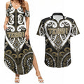 Custom Aotearoa Waikato Tainui Couples Matching Summer Maxi Dress and Hawaiian Shirt Maori Tribal Pattern