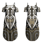 Custom Aotearoa Waikato Tainui Couples Matching Summer Maxi Dress and Long Sleeve Button Shirt Maori Tribal Pattern