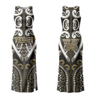 Custom Aotearoa Waikato Tainui Couples Matching Tank Maxi Dress and Long Sleeve Button Shirt Maori Tribal Pattern