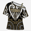 Custom Aotearoa Waikato Tainui Cross Shoulder Shirt Maori Tribal Pattern