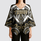 Custom Aotearoa Waikato Tainui Kimono Sleeve Blouse Maori Tribal Pattern