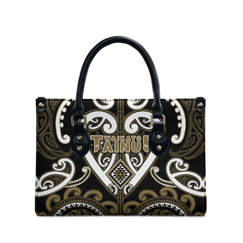 Aotearoa Waikato Tainui Leather Bag Maori Tribal Pattern