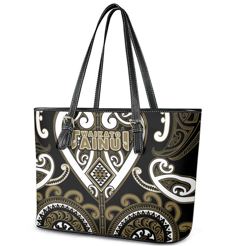 Aotearoa Waikato Tainui Leather Tote Bag Maori Tribal Pattern