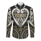 Custom Aotearoa Waikato Tainui Long Sleeve Button Shirt Maori Tribal Pattern