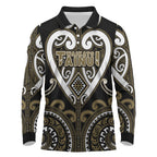 Custom Aotearoa Waikato Tainui Long Sleeve Polo Shirt Maori Tribal Pattern