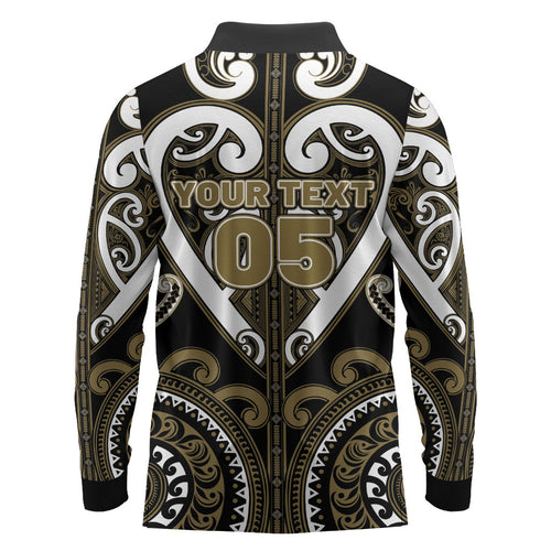 Custom Aotearoa Waikato Tainui Long Sleeve Polo Shirt Maori Tribal Pattern