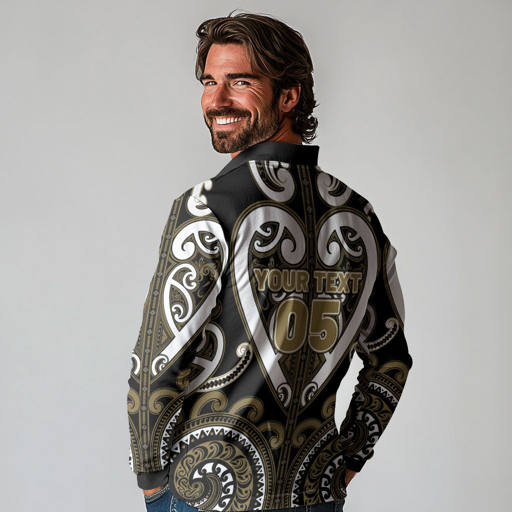 Custom Aotearoa Waikato Tainui Long Sleeve Polo Shirt Maori Tribal Pattern