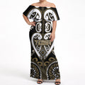 Custom Aotearoa Waikato Tainui Off Shoulder Maxi Dress Maori Tribal Pattern