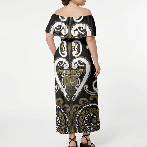 Custom Aotearoa Waikato Tainui Off Shoulder Maxi Dress Maori Tribal Pattern