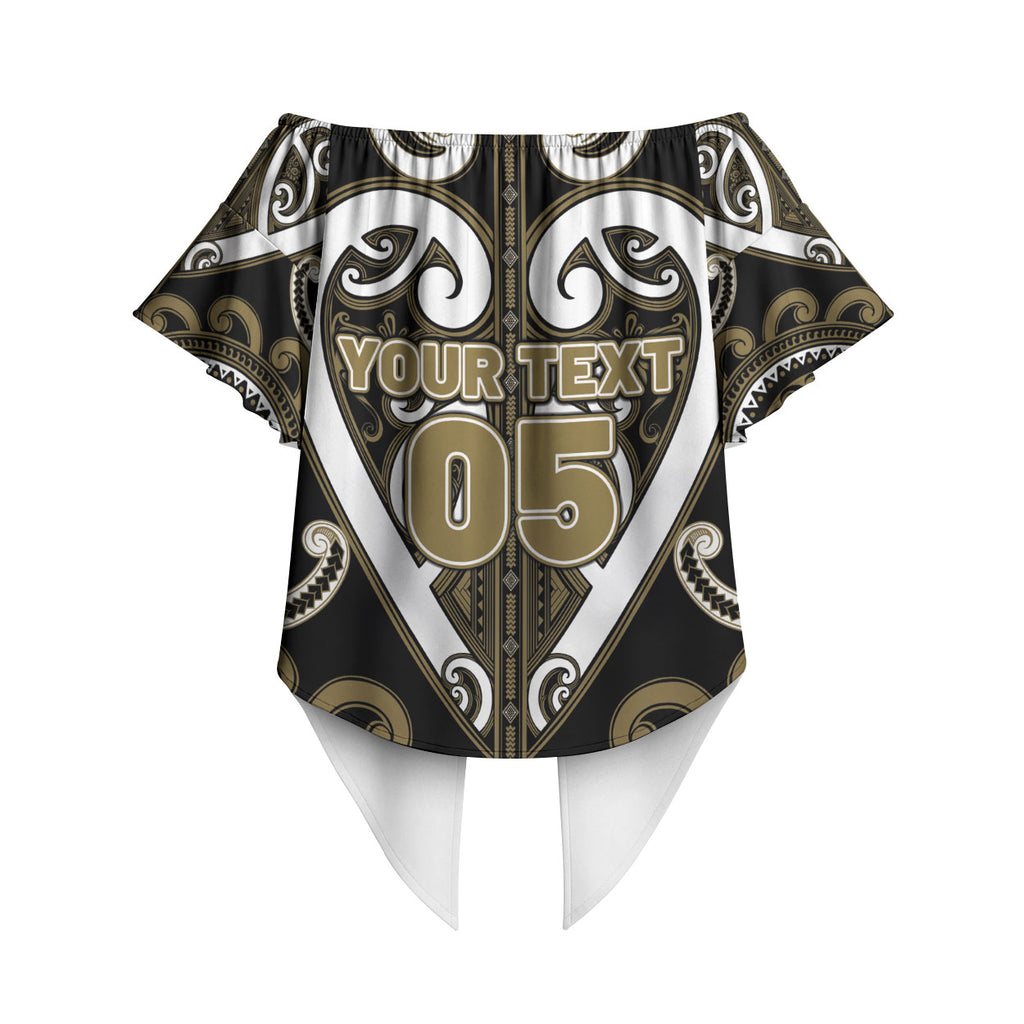 Custom Aotearoa Waikato Tainui Off Shoulder Wrap Waist Top Maori Tribal Pattern