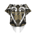 Custom Aotearoa Waikato Tainui Off Shoulder Wrap Waist Top Maori Tribal Pattern