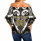 Custom Aotearoa Waikato Tainui Off Shoulder Wrap Waist Top Maori Tribal Pattern