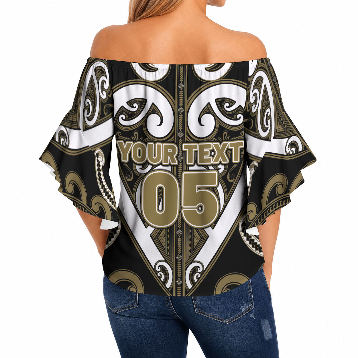 Custom Aotearoa Waikato Tainui Off Shoulder Wrap Waist Top Maori Tribal Pattern