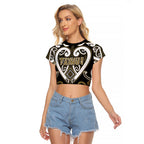 Custom Aotearoa Waikato Tainui Raglan Cropped T Shirt Maori Tribal Pattern