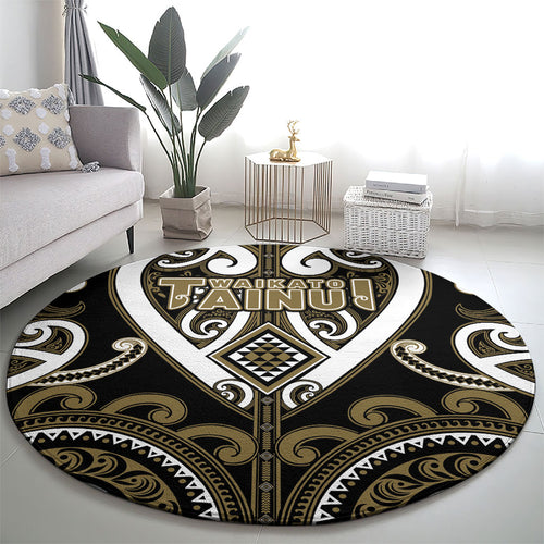 Aotearoa Waikato Tainui Round Carpet Maori Tribal Pattern