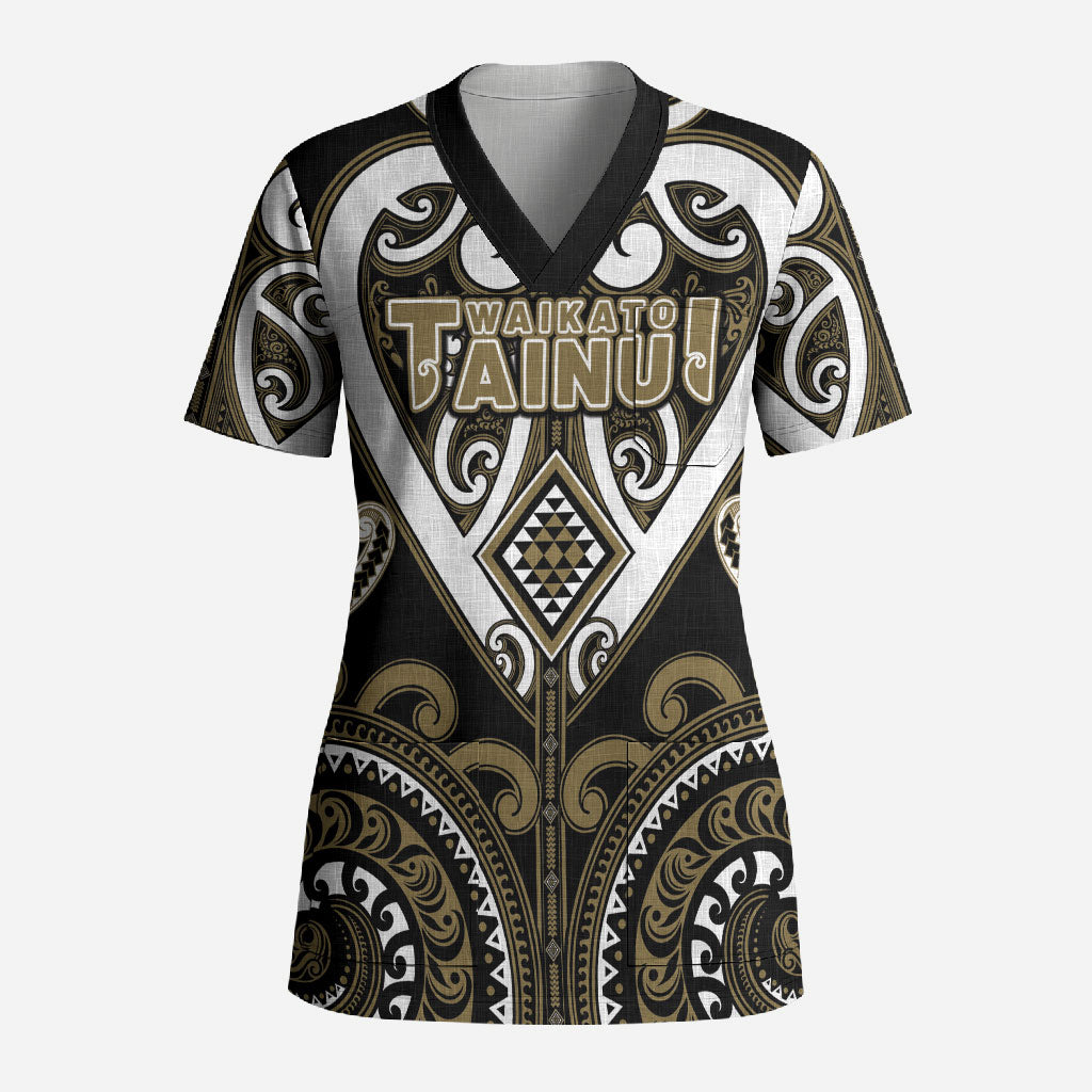 Custom Aotearoa Waikato Tainui Scrub Top Maori Tribal Pattern