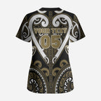 Custom Aotearoa Waikato Tainui Scrub Top Maori Tribal Pattern