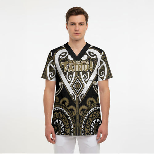 Custom Aotearoa Waikato Tainui Scrub Top Maori Tribal Pattern