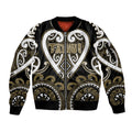 Custom Aotearoa Waikato Tainui Sleeve Zip Bomber Jacket Maori Tribal Pattern