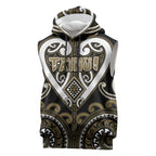 Custom Aotearoa Waikato Tainui Sleeveless Hoodie Maori Tribal Pattern