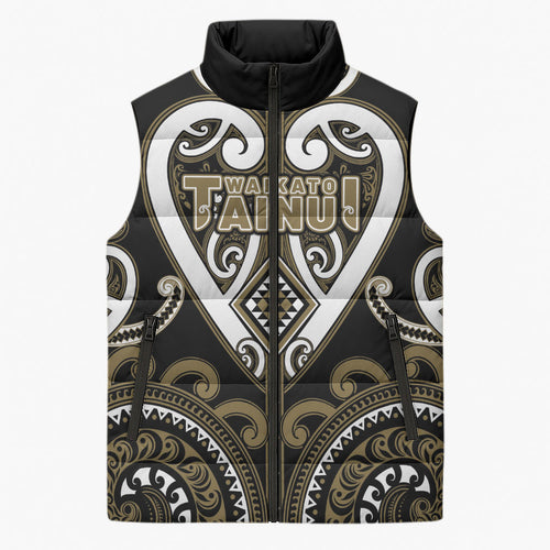 Custom Aotearoa Waikato Tainui Sleeveless Puffer Jacket Maori Tribal Pattern