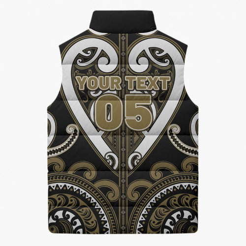 Custom Aotearoa Waikato Tainui Sleeveless Puffer Jacket Maori Tribal Pattern
