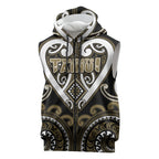 Custom Aotearoa Waikato Tainui Sleeveless Zip Hoodie Maori Tribal Pattern