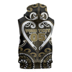 Custom Aotearoa Waikato Tainui Sleeveless Zip Hoodie Maori Tribal Pattern