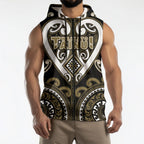 Custom Aotearoa Waikato Tainui Sleeveless Zip Hoodie Maori Tribal Pattern