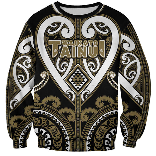 Custom Aotearoa Waikato Tainui Sweatshirt Maori Tribal Pattern