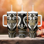 Custom Aotearoa Waikato Tainui Tumbler With Handle Maori Tribal Pattern