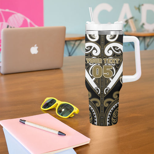 Custom Aotearoa Waikato Tainui Tumbler With Handle Maori Tribal Pattern